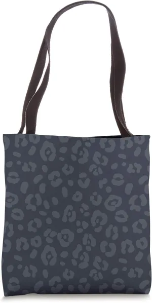 Navy Blue - Chic Elegant Leopard Animal Print Pattern Tote Bag