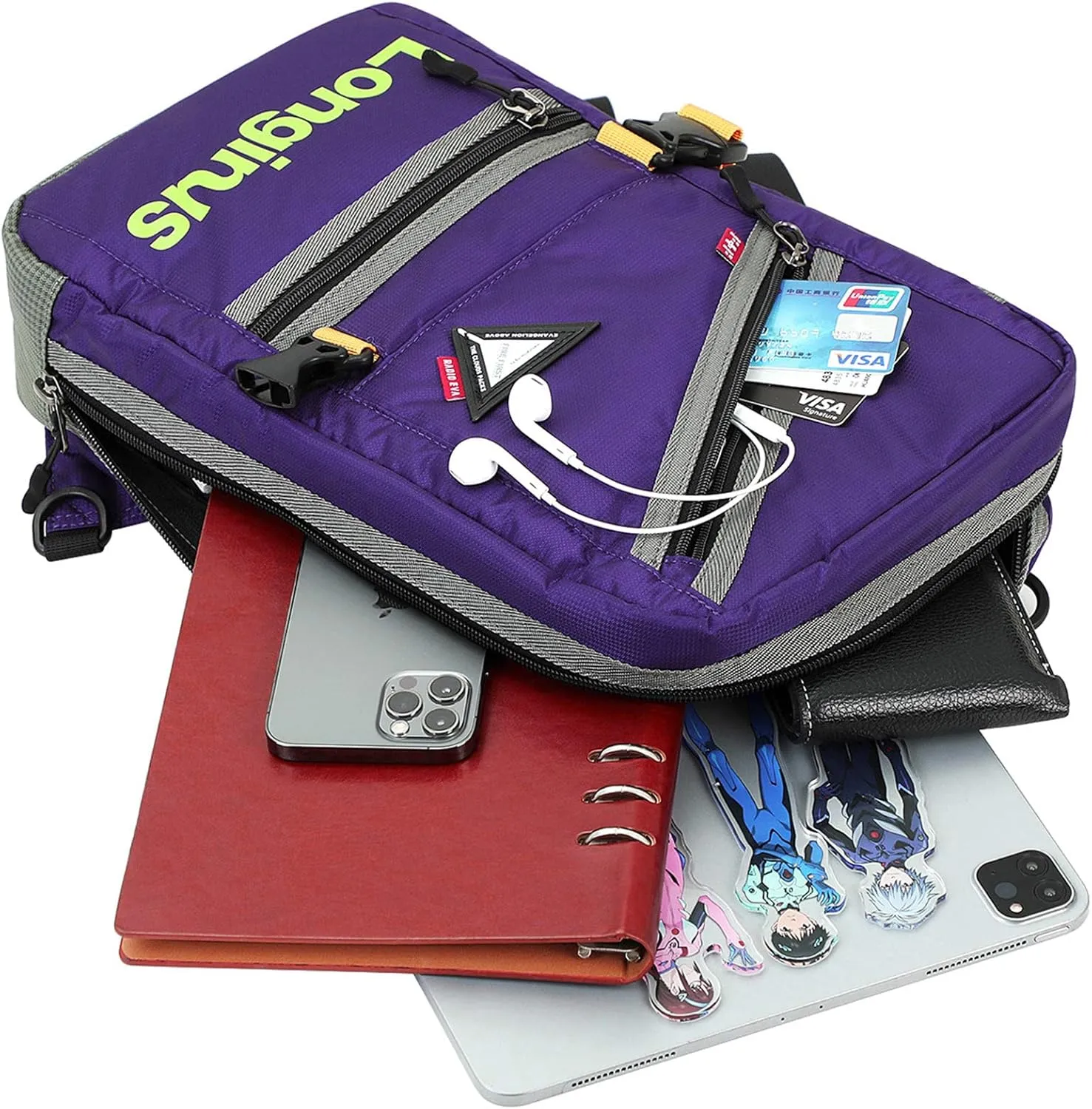 Neon Genesis Evangelion Crossbody Shoulder Bag - Chest Sling Bags With a Built-in Rain Cover