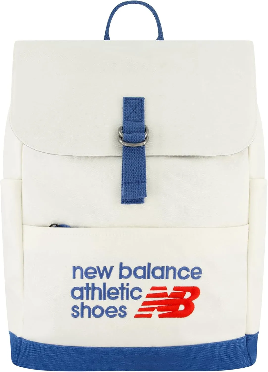 New Balance Canvas Backpack, Casual Commuter Travel Bag for Men and Women, Blue/White, 19.5 Inches