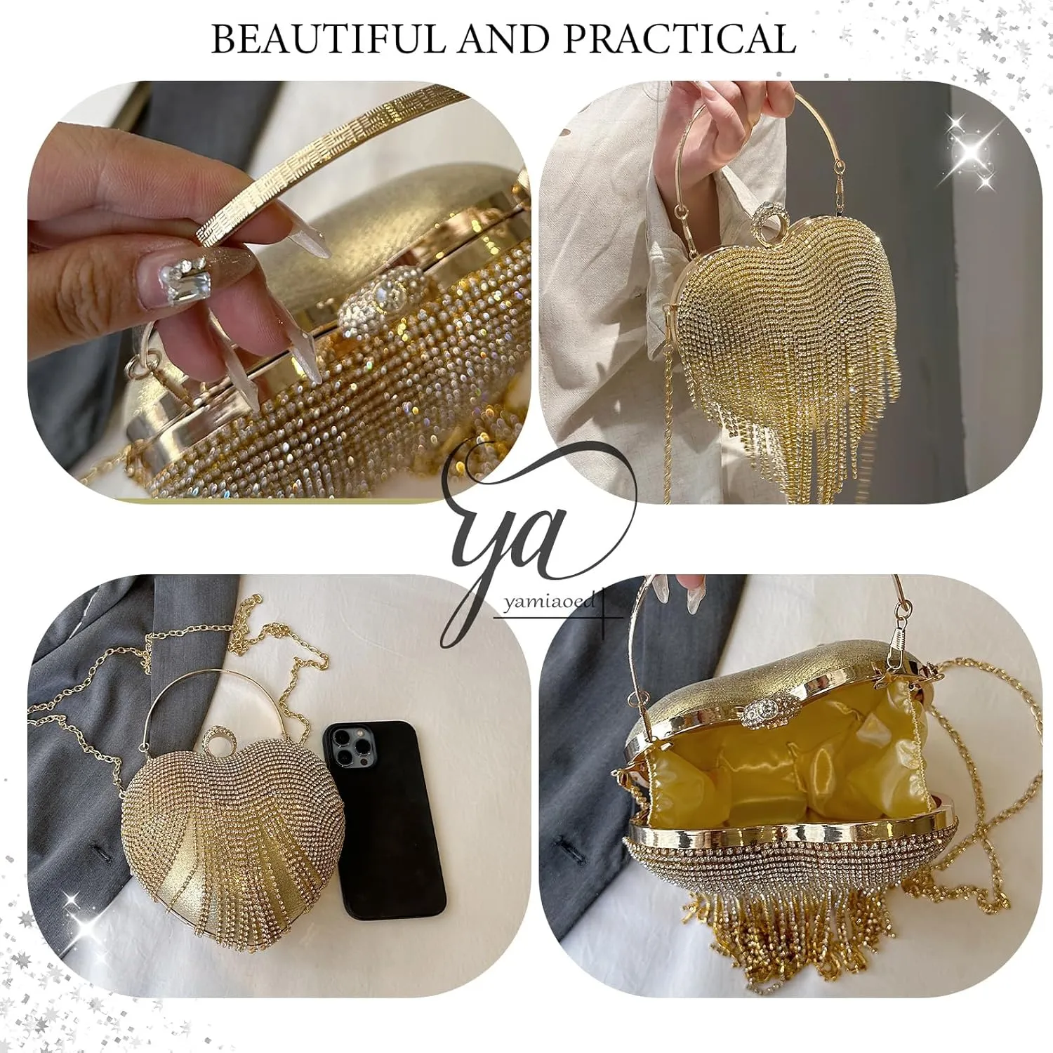 New Elegant Women's Clutch Bag with Sparkling Diamond Design - Perfect for Evening Parties and Special Occasions