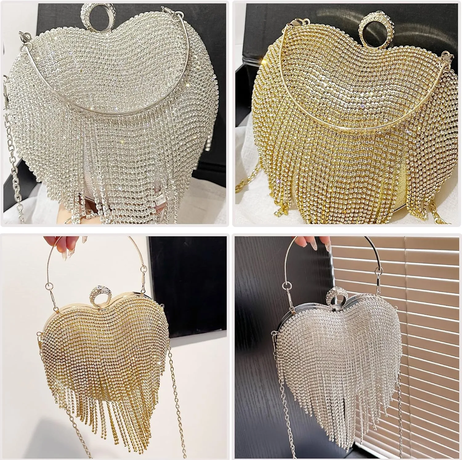 New Elegant Women's Clutch Bag with Sparkling Diamond Design - Perfect for Evening Parties and Special Occasions