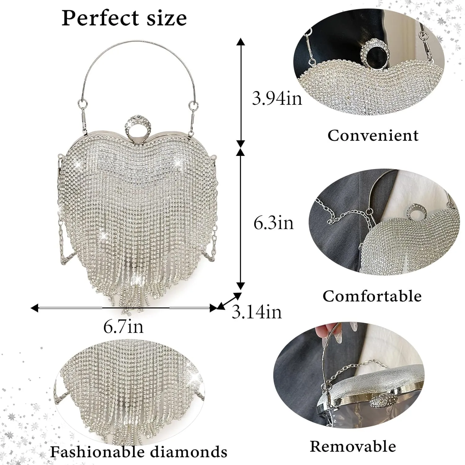 New Elegant Women's Clutch Bag with Sparkling Diamond Design - Perfect for Evening Parties and Special Occasions