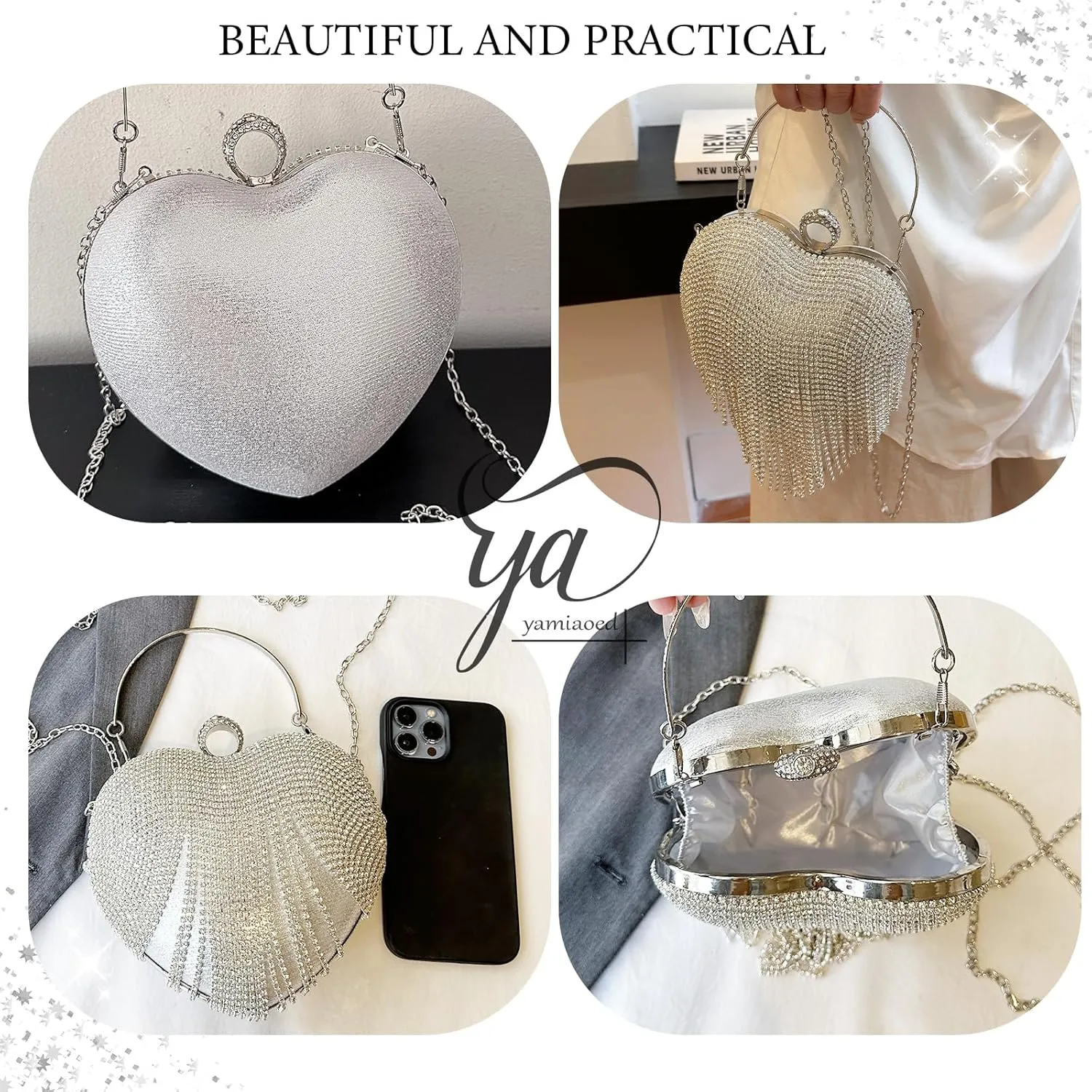 New Elegant Women's Clutch Bag with Sparkling Diamond Design - Perfect for Evening Parties and Special Occasions