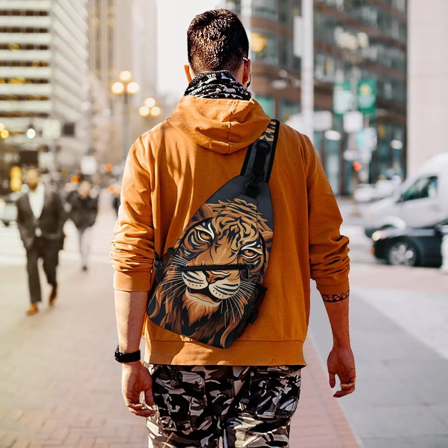 New Year Tiger Logo Design Crossbody Sling Bag, Travel Backpack, Hiking Sling Bags, Chest Bag, Shoulder Bags, Daypack