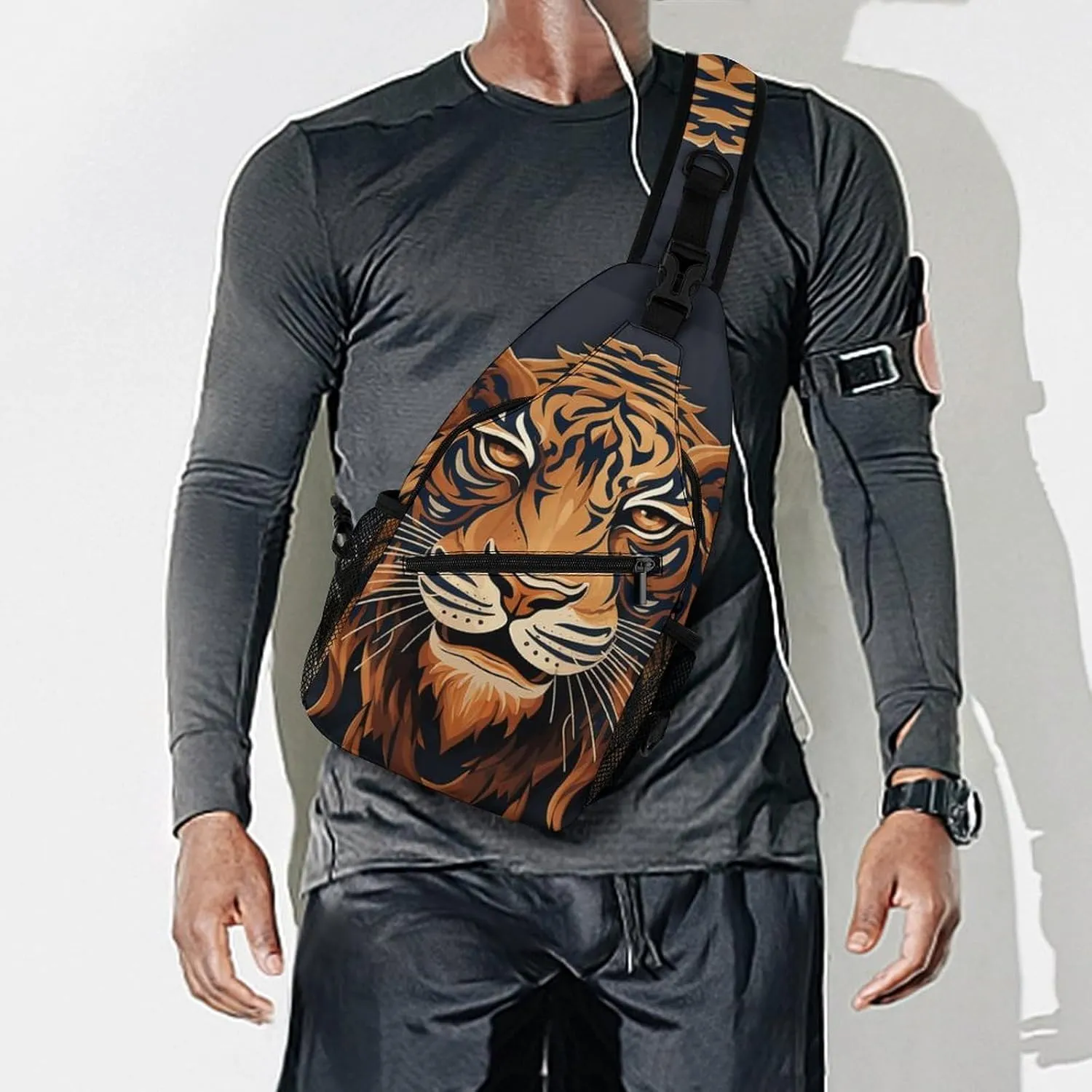New Year Tiger Logo Design Crossbody Sling Bag, Travel Backpack, Hiking Sling Bags, Chest Bag, Shoulder Bags, Daypack