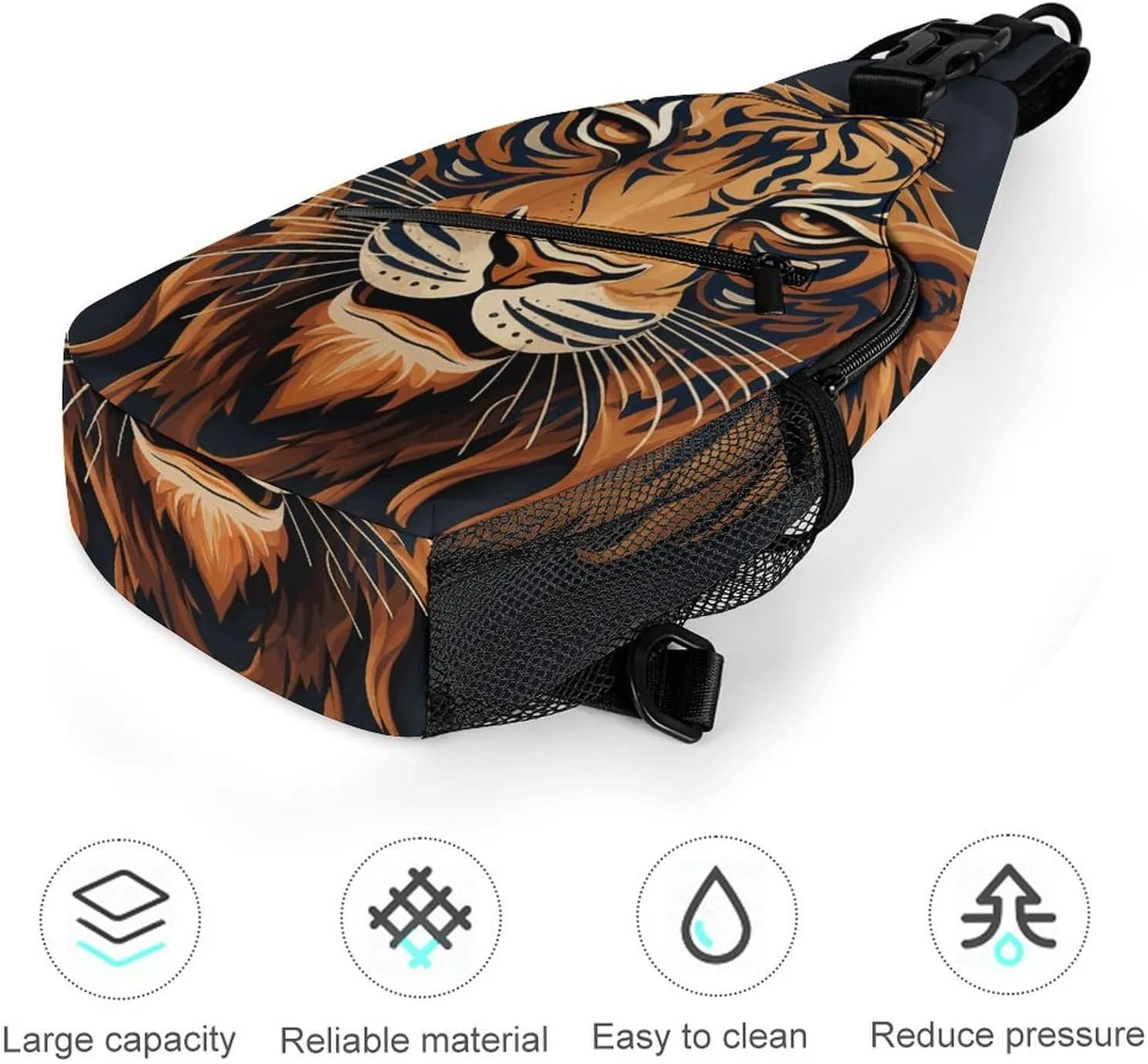 New Year Tiger Logo Design Crossbody Sling Bag, Travel Backpack, Hiking Sling Bags, Chest Bag, Shoulder Bags, Daypack
