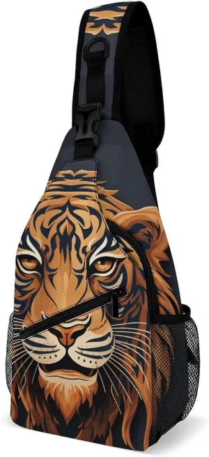 New Year Tiger Logo Design Crossbody Sling Bag, Travel Backpack, Hiking Sling Bags, Chest Bag, Shoulder Bags, Daypack
