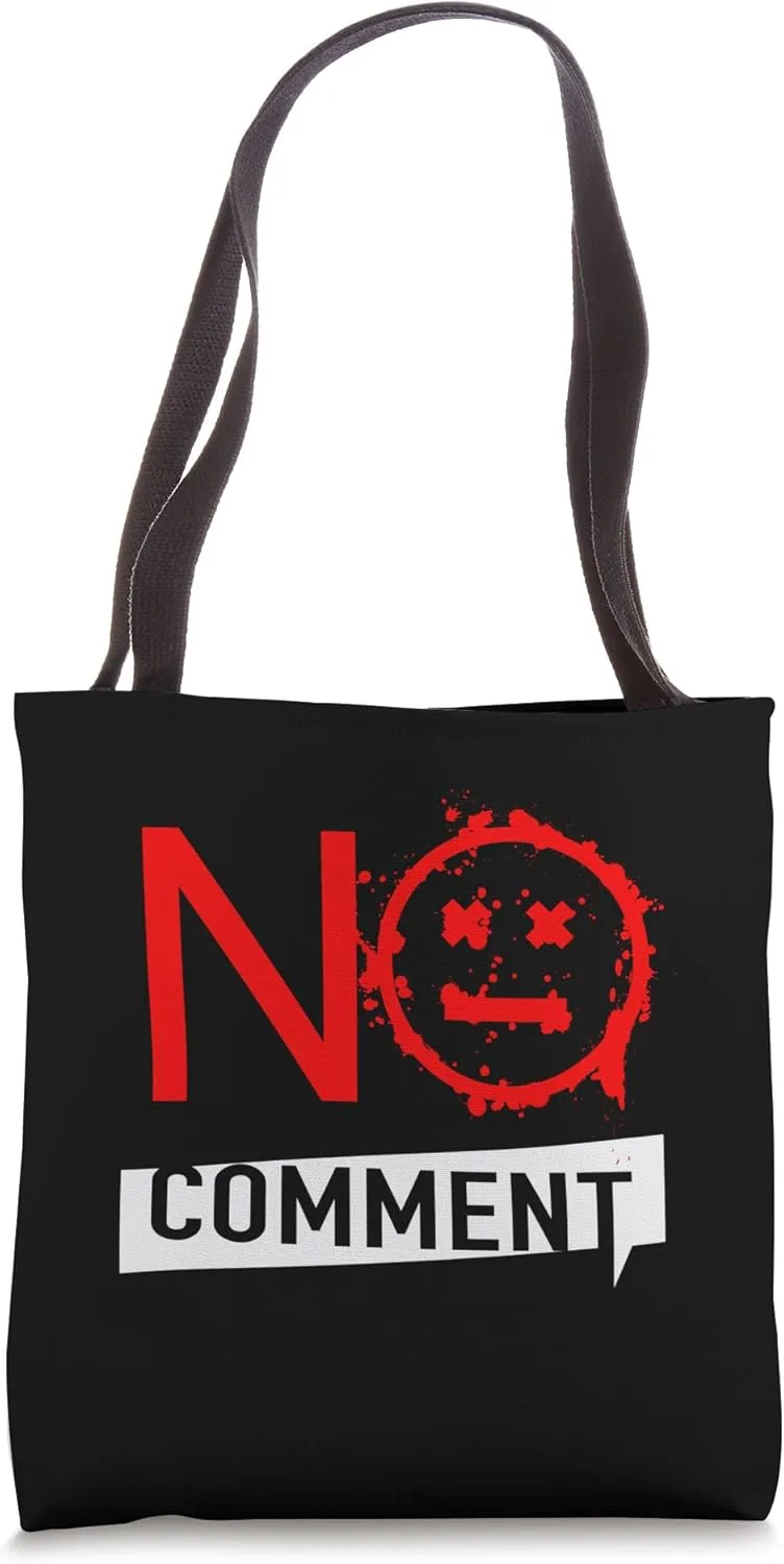 No commentary print shirt, sad face, cool design Tote Bag