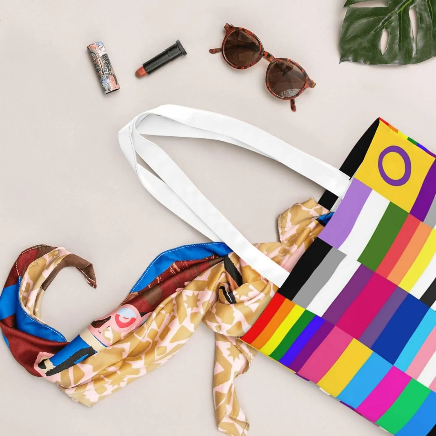 Non-Binary Pride Flag Tote Bag Reusable Shoulder Tote Bag For Women Lady Vacation, Shopping, Work