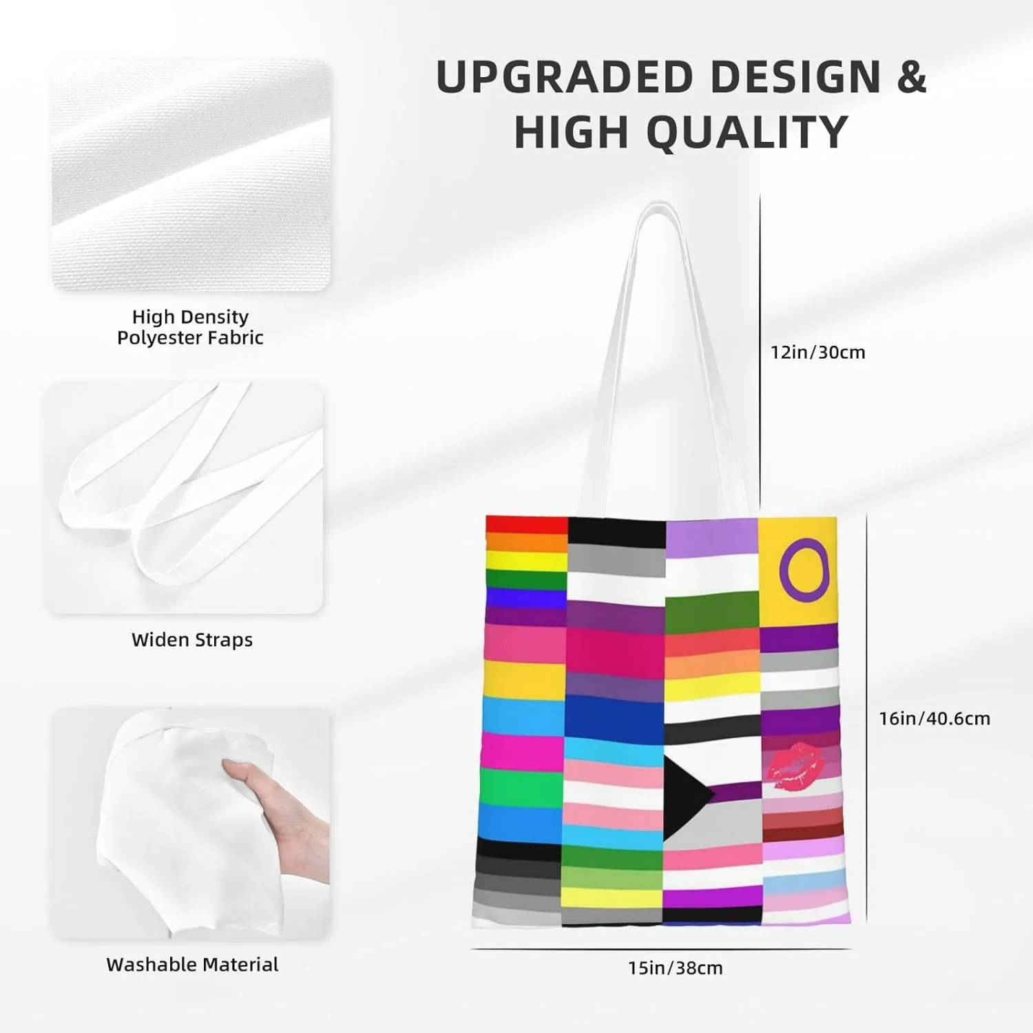 Non-Binary Pride Flag Tote Bag Reusable Shoulder Tote Bag For Women Lady Vacation, Shopping, Work