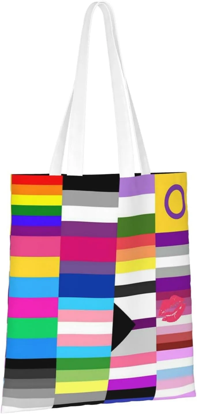 Non-Binary Pride Flag Tote Bag Reusable Shoulder Tote Bag For Women Lady Vacation, Shopping, Work