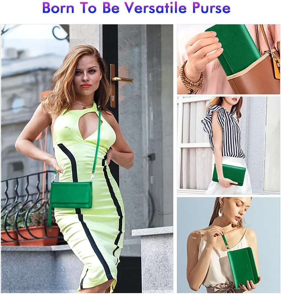 nuoku Women Small Crossbody Bag Cellphone Purse Wallet with RFID Card Slots 2 Straps