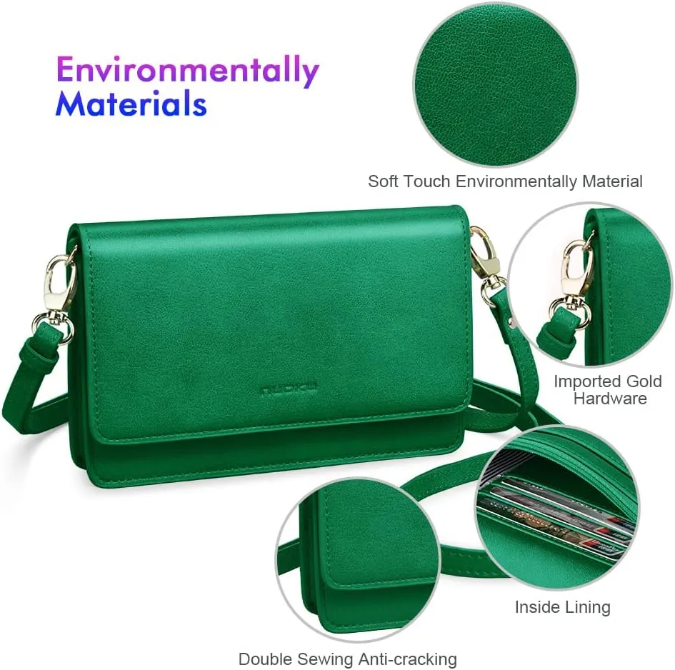 nuoku Women Small Crossbody Bag Cellphone Purse Wallet with RFID Card Slots 2 Straps