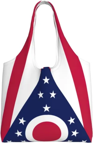 Ohio State Flag print Women Shoulder Canvas Tote Handbag Work Bag for Women Lady Casual Tote's Handbag