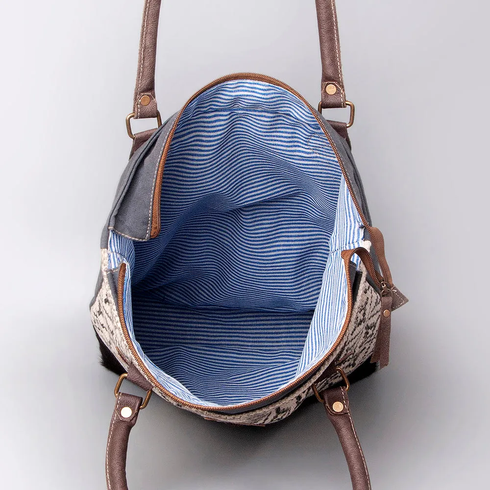 OHLAY KB481 TOTE Upcycled Wool Upcycled Canvas Embossed Genuine Leather women bag western handbag purse