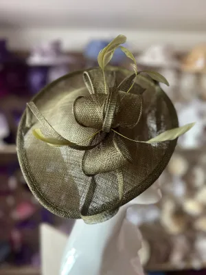 Olive Teardrop Disc Fascinator