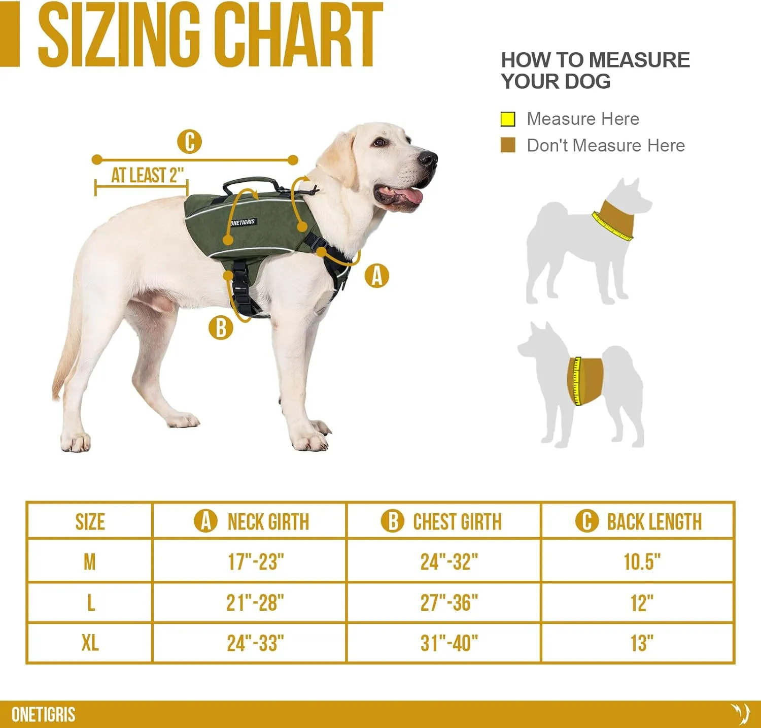 OneTigris Y-Shaped Dog Backpack with Handle, Pockets & No Pull D-Rings, Lightweight Hiking Gear for Dogs Hunting Camping Travel (Medium, Green)