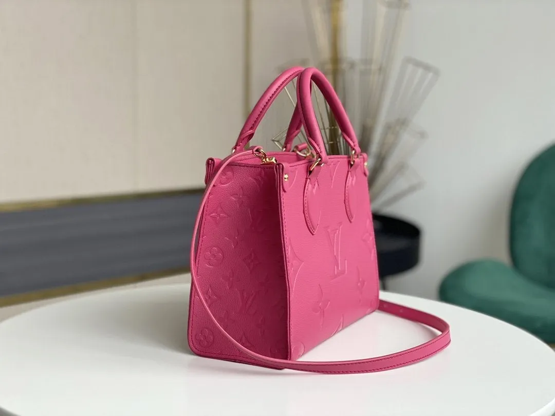 ONTHEGO MM 35CM PINK EMBOSSED GRAINED COWHIDE LEATHER