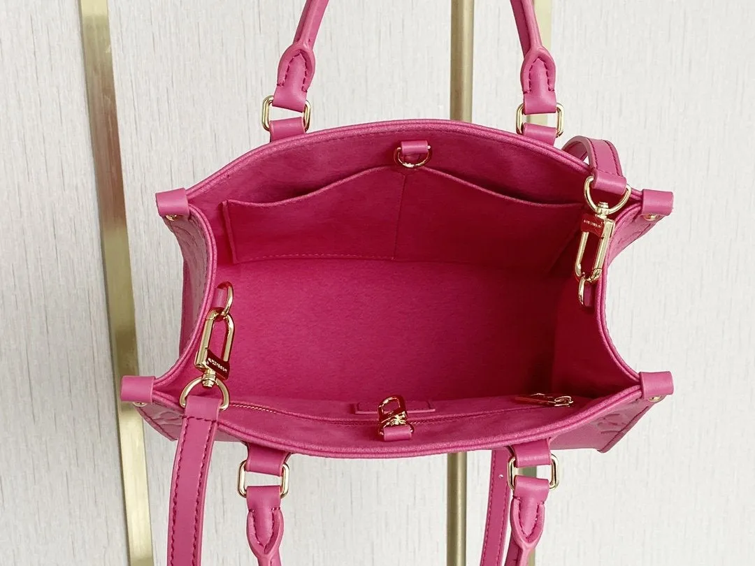 ONTHEGO MM 35CM PINK EMBOSSED GRAINED COWHIDE LEATHER