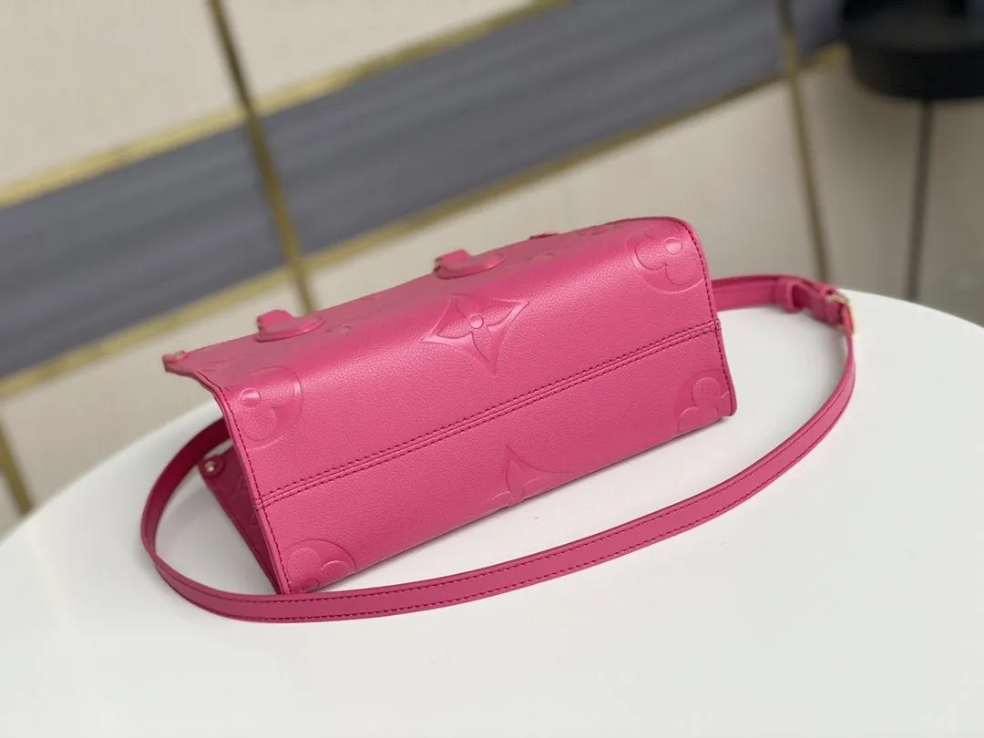 ONTHEGO MM 35CM PINK EMBOSSED GRAINED COWHIDE LEATHER