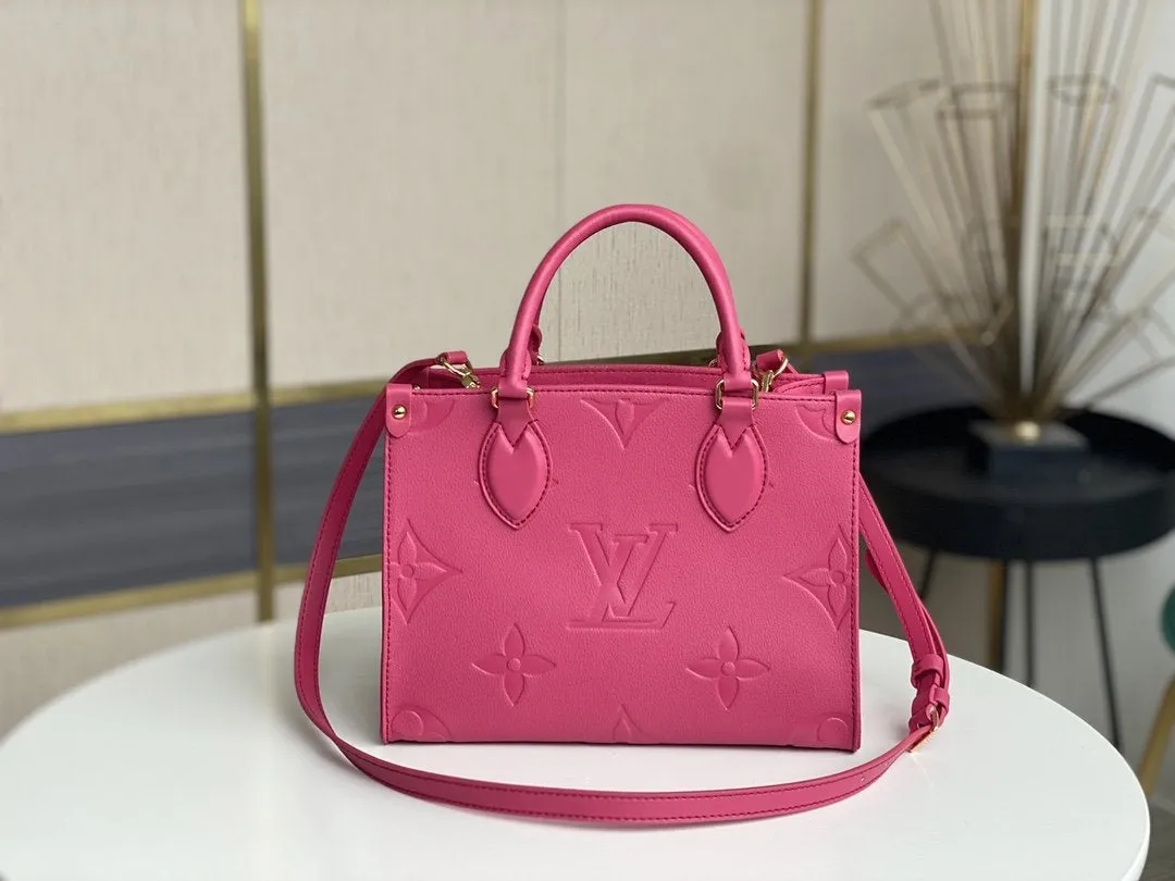 ONTHEGO MM 35CM PINK EMBOSSED GRAINED COWHIDE LEATHER
