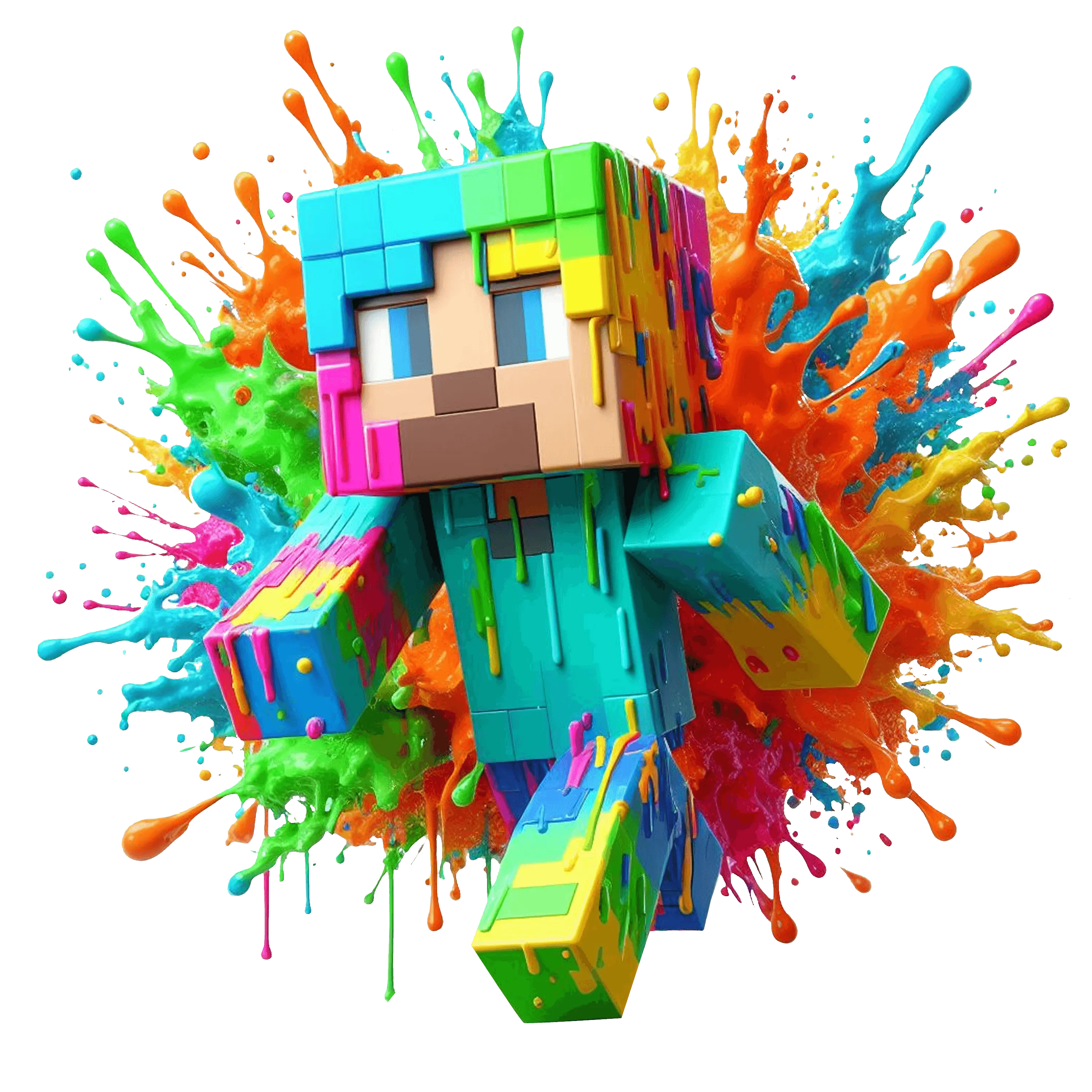 Orange Splatter Color Drip Minecraft DTF (direct-to-film) Transfer