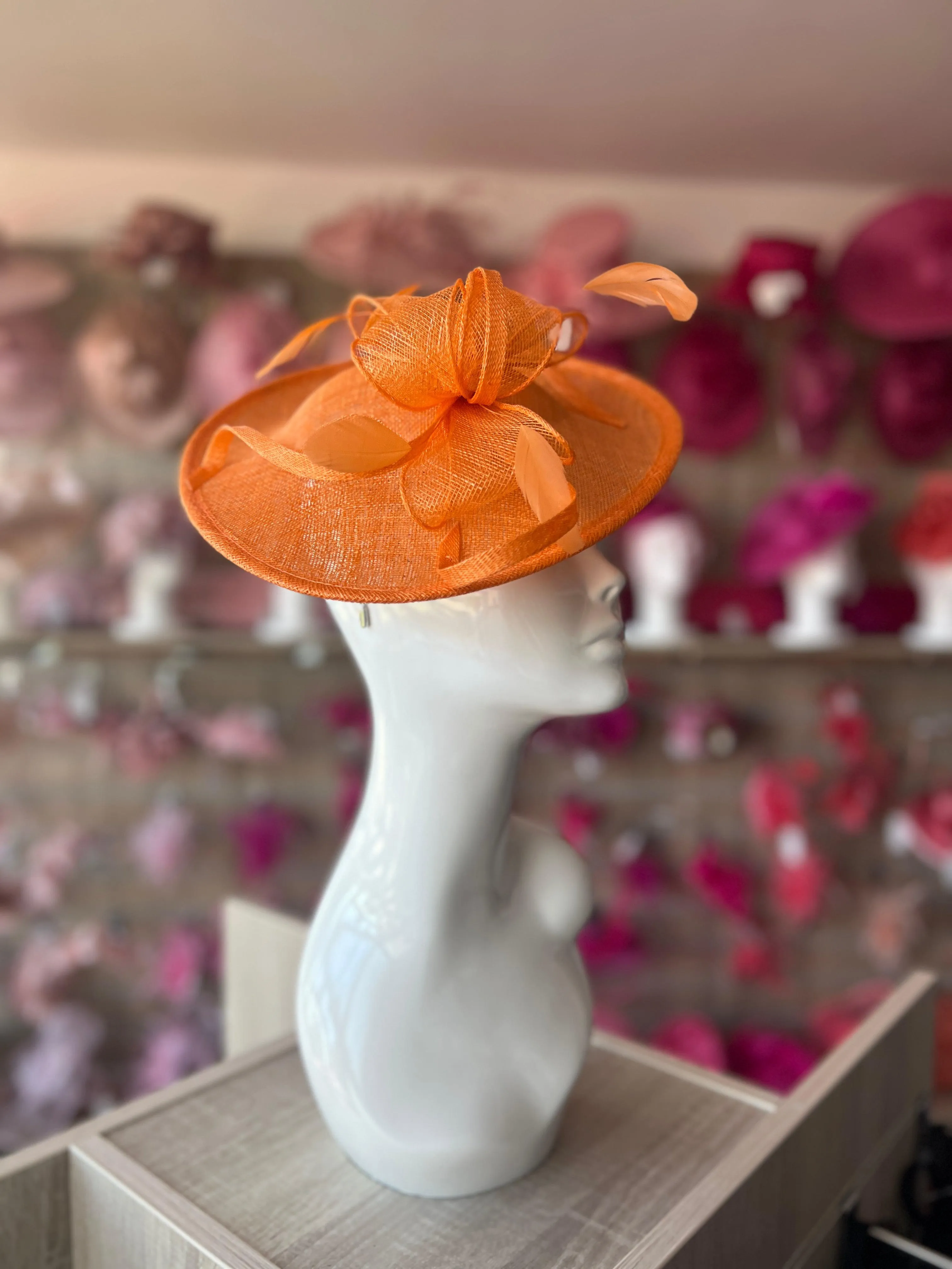 Orange Teardrop Disc Fascinator