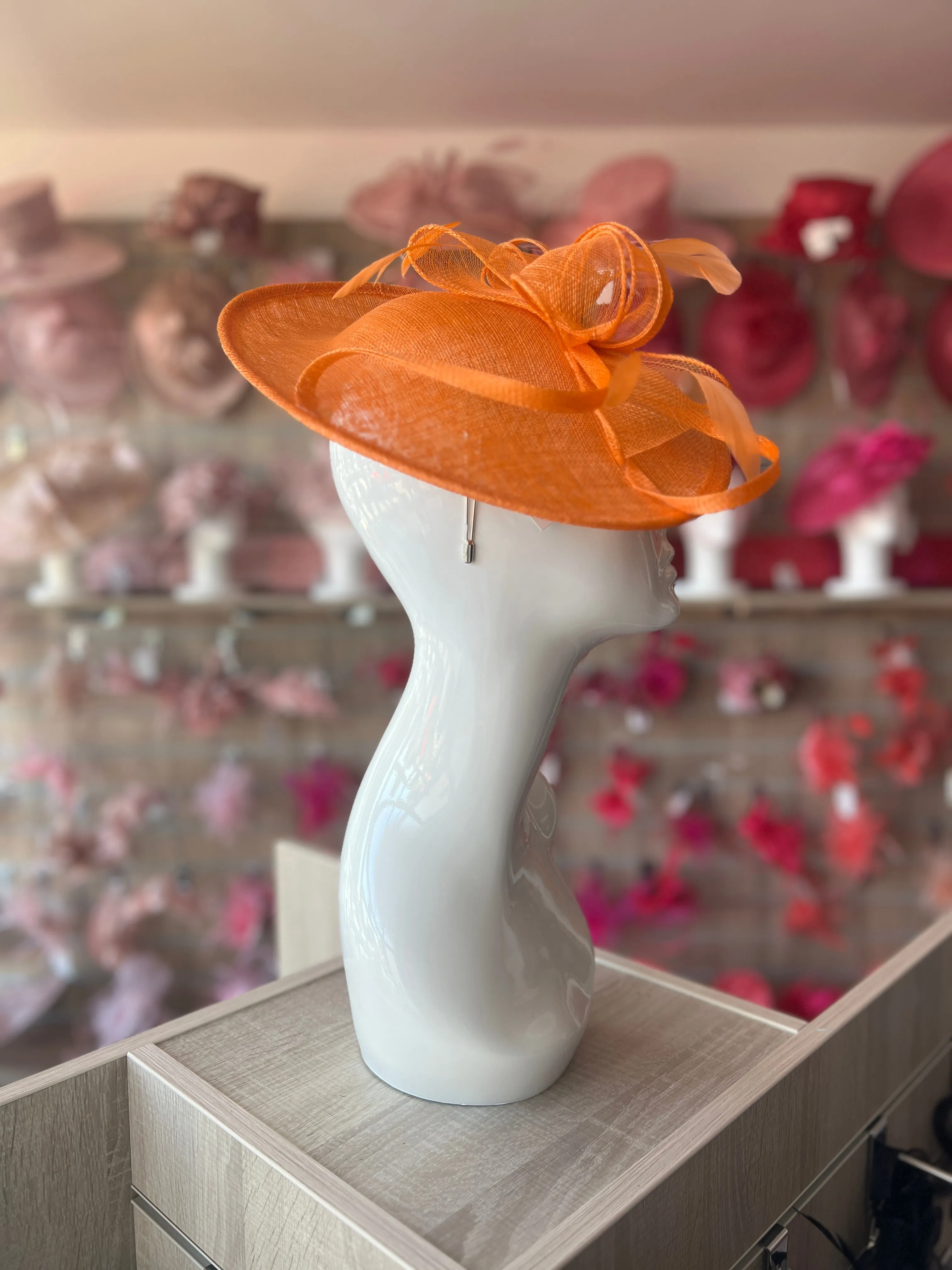Orange Teardrop Disc Fascinator