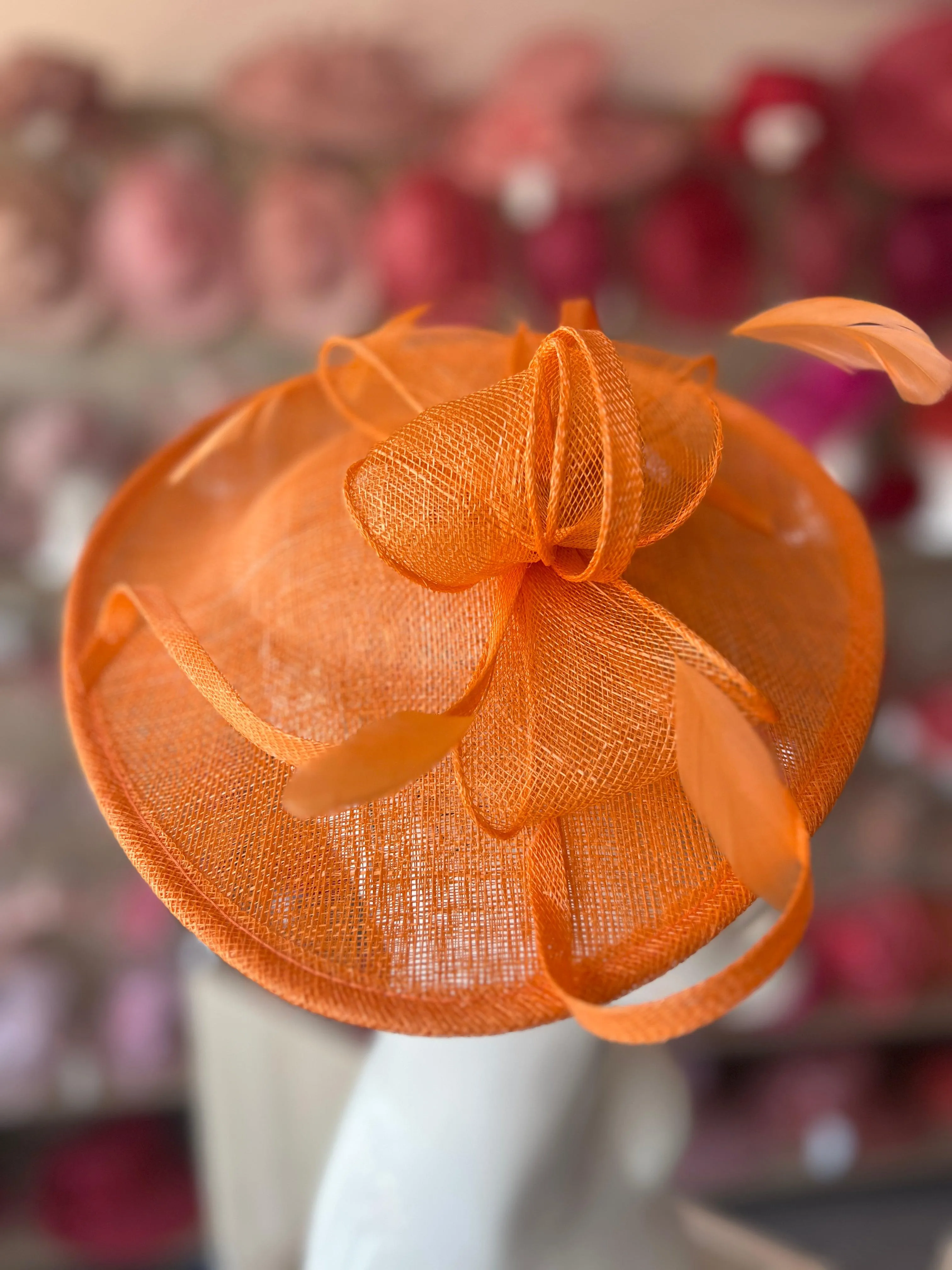 Orange Teardrop Disc Fascinator