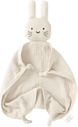 Organic Cotton Bunny Loveys for Babies,Newborn Baby Lovey Security Blanket,Lovies for Babies New Born Baby Unique Neutral Gifts Boys and Girls (Bunny-Khaki)