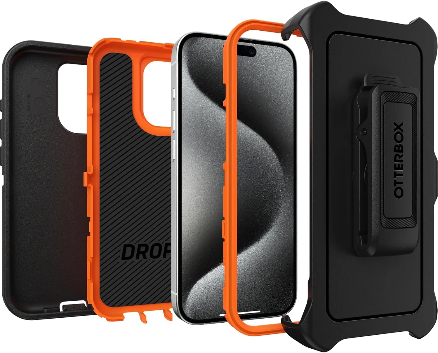 OtterBox iPhone 15 Pro (Only) Defender Series Case - Realtree Edge (Blaze Orange/Black/RT Edge), Rugged & Durable, with Port Protection, Includes Holster Clip Kickstand