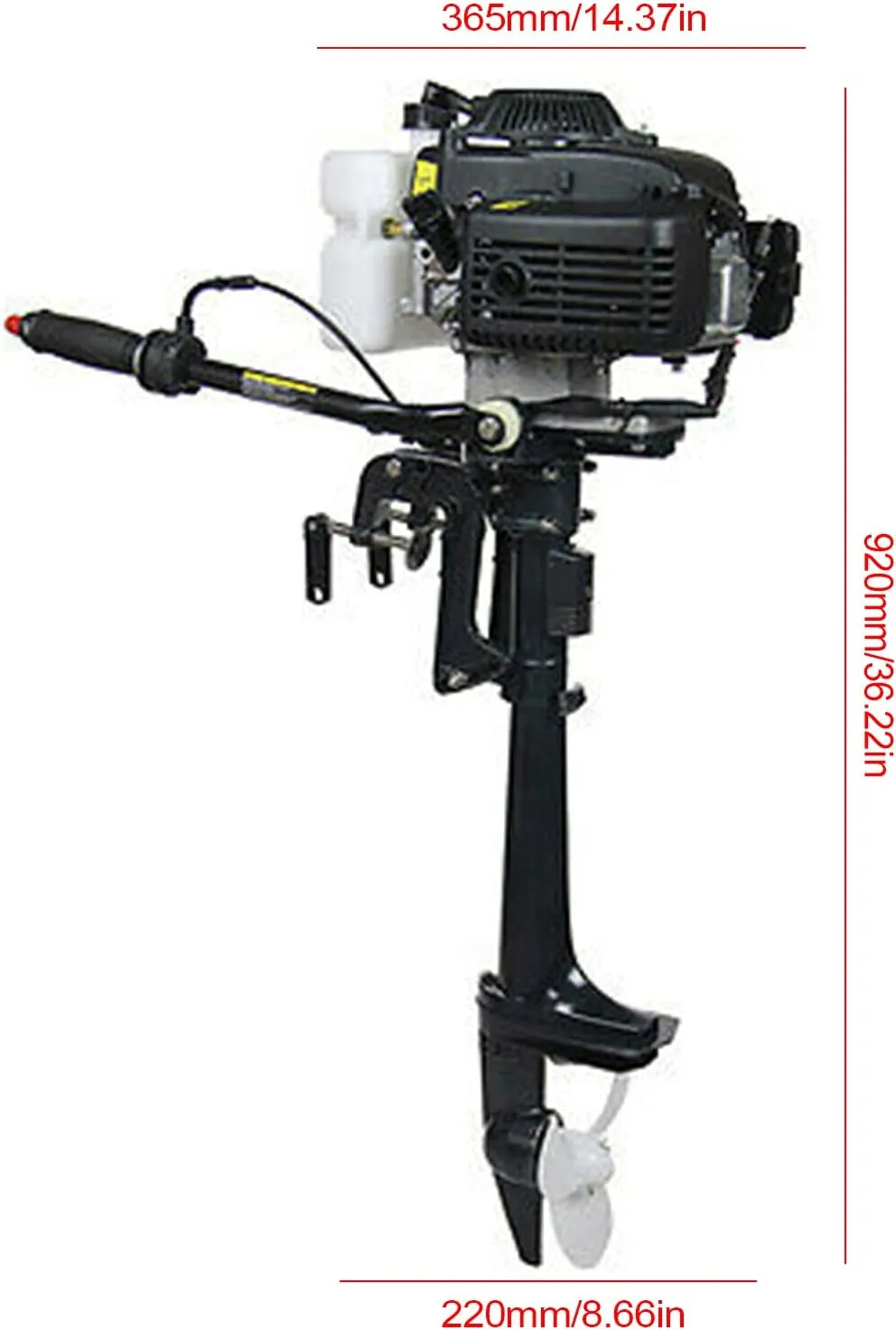 Outboard Motor w/4 HP 4-Stroke Heavy Duty Thrust, Fishing Boat Engine w/Air Cooling System, Manual Start & Three-blade Propeller Lower Noise For Kayak, Inflatable Fishing Boats