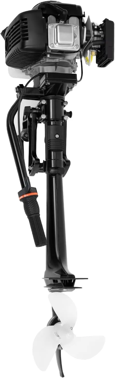 Outboard Motor w/4 HP 4-Stroke Heavy Duty Thrust, Fishing Boat Engine w/Air Cooling System, Manual Start & Three-blade Propeller Lower Noise For Kayak, Inflatable Fishing Boats