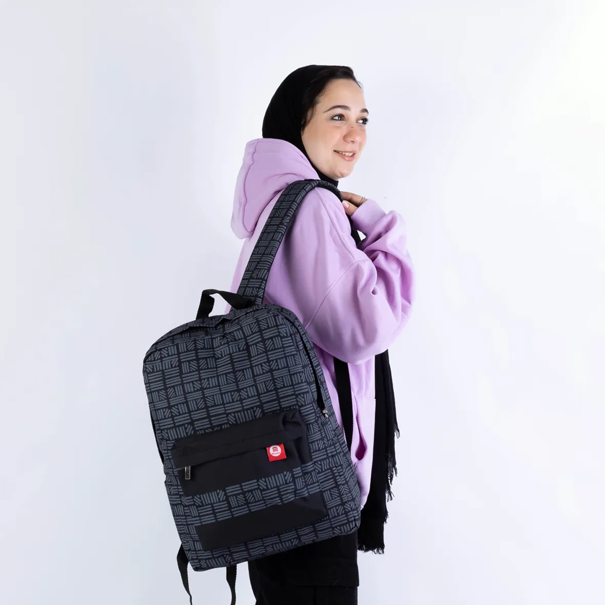 OVER-PRINTED Gray Striped BAG