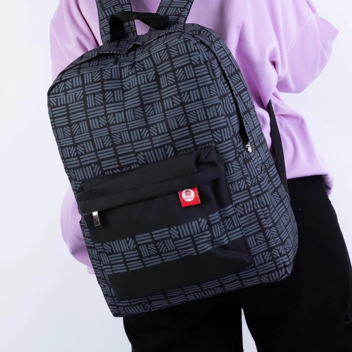 OVER-PRINTED Gray Striped BAG