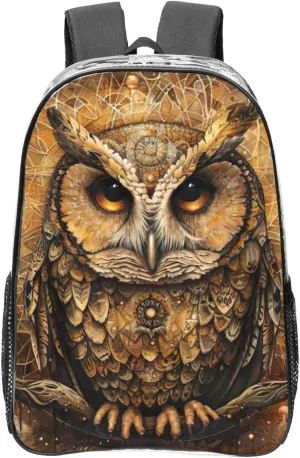 Owl Beliefs print 16 Inches Clear Backpacks for Office Large Backpack Clear Bookbag for College