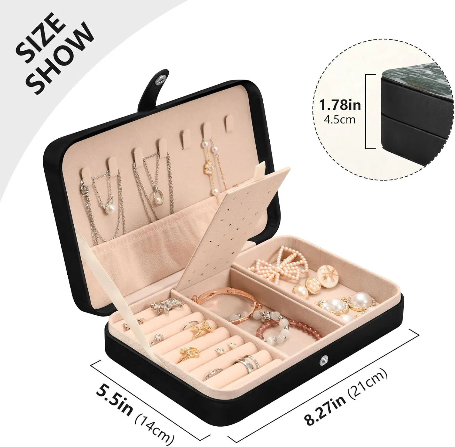 Oyihfvs Stormy Sky Over Lighthouse Sits on the Edge of the Crimean Peninsula Leather Jewelry Bag, Jewelry Storage, Portable Jewelry Organizer Boxes for Women Lady Necklace, Earrings, Rings, Bracelet