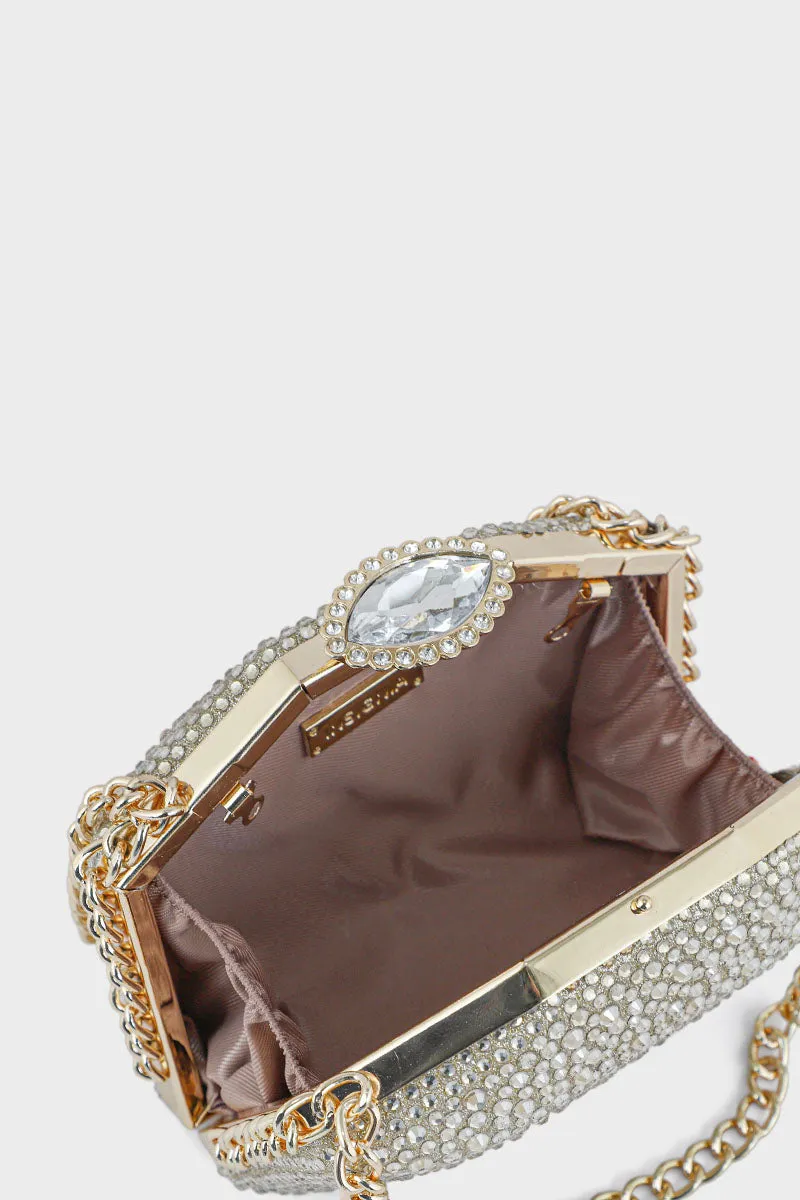 Party Wear Clutch BK4048-Golden