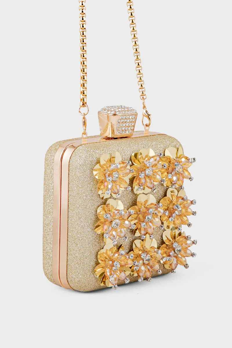 Party Wear Clutch BK4067-Golden