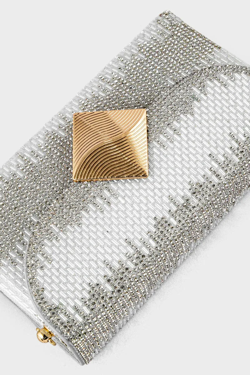 Party Wear Clutch BK4076-Silver