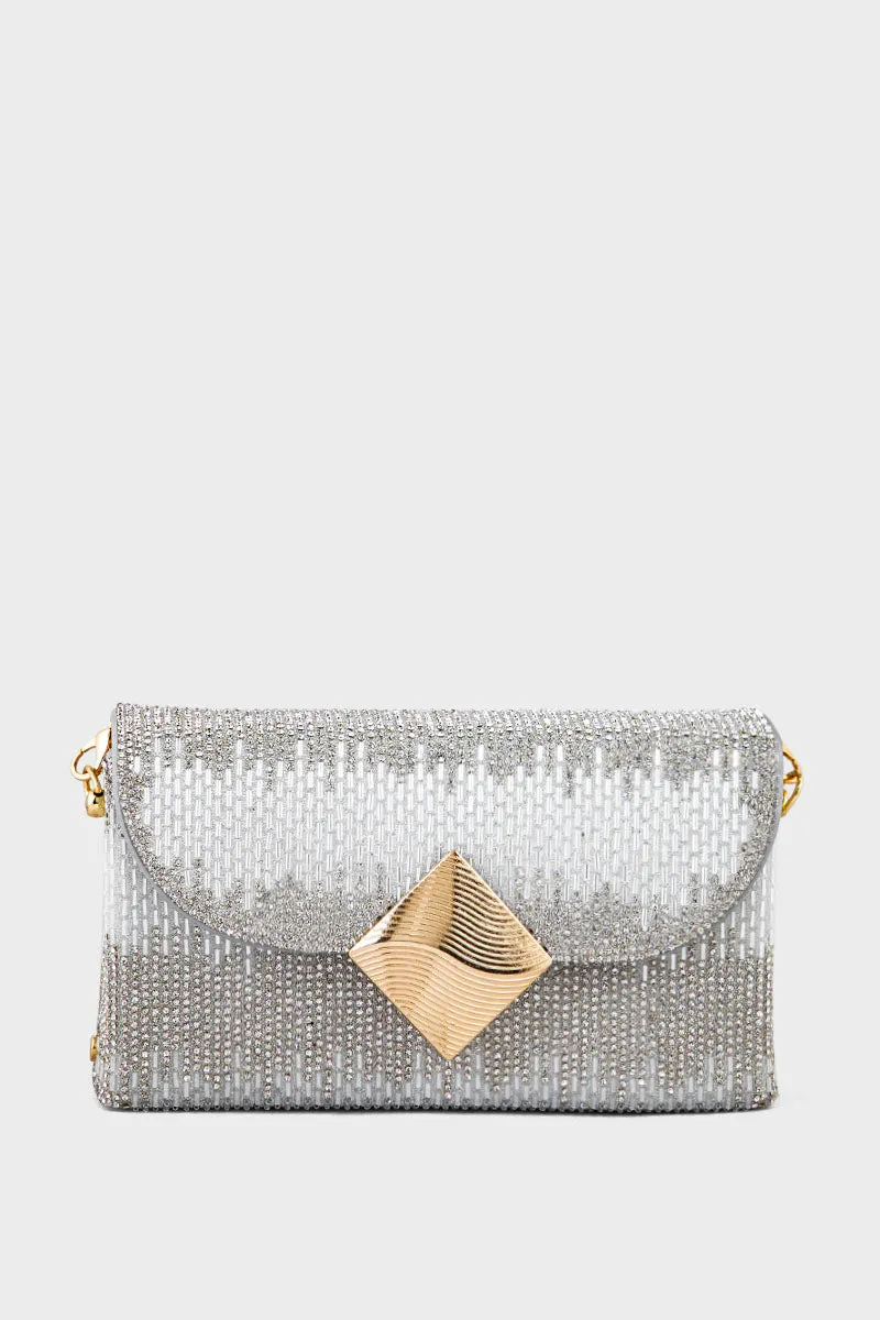 Party Wear Clutch BK4076-Silver