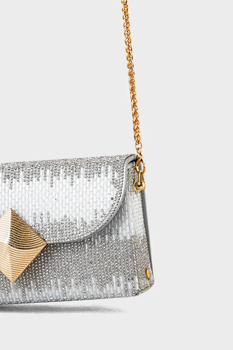Party Wear Clutch BK4076-Silver