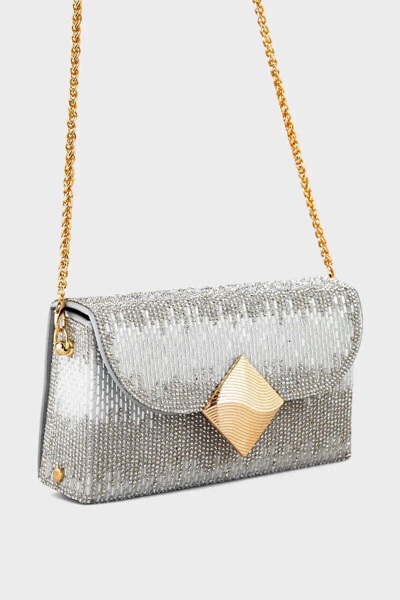 Party Wear Clutch BK4076-Silver