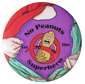 Peanut Allergy Superhero Girl Button