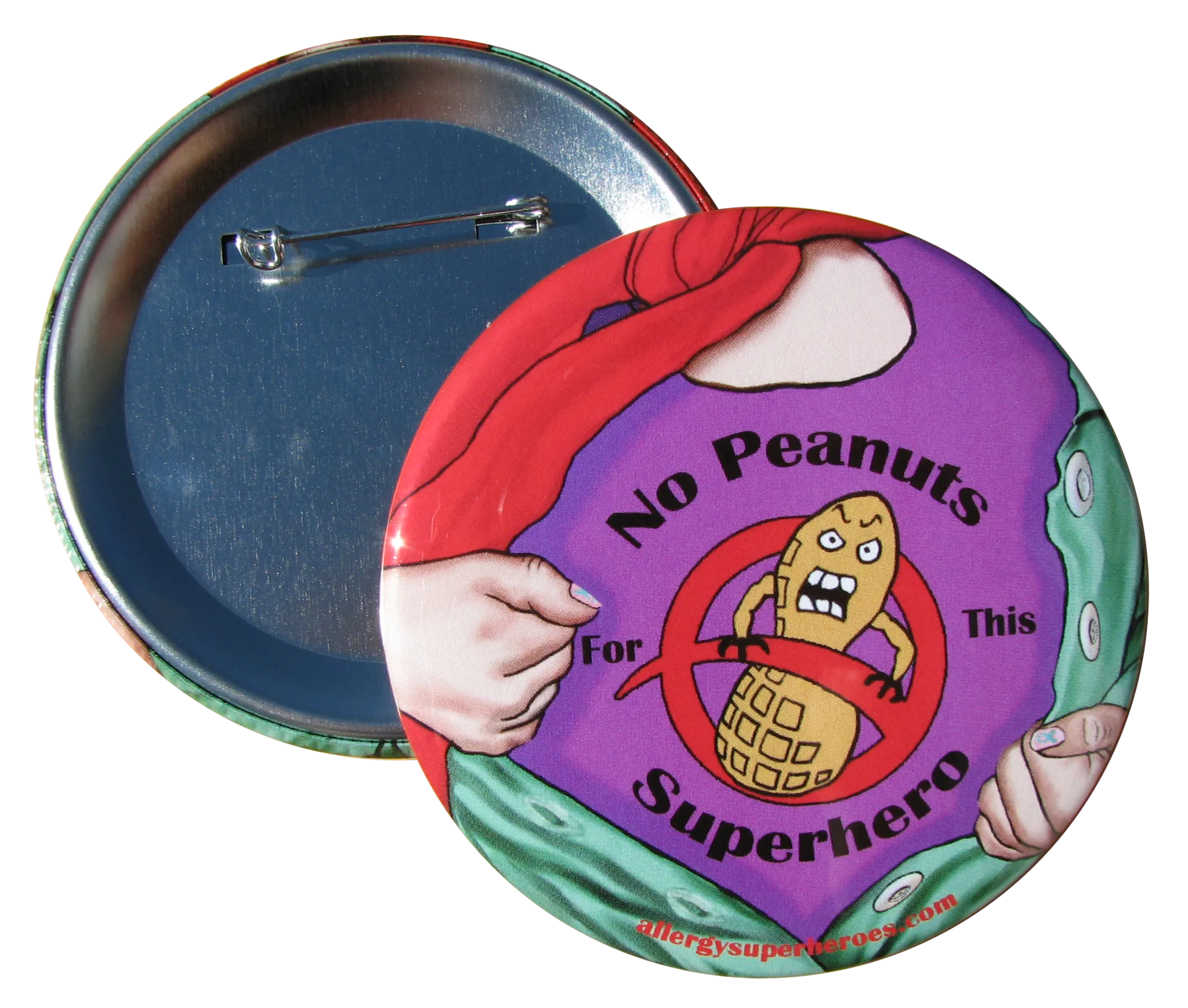 Peanut Allergy Superhero Girl Button