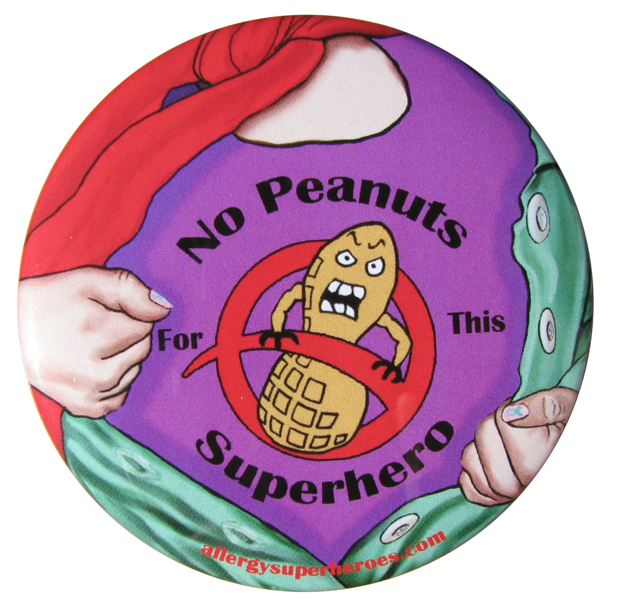 Peanut Allergy Superhero Girl Button