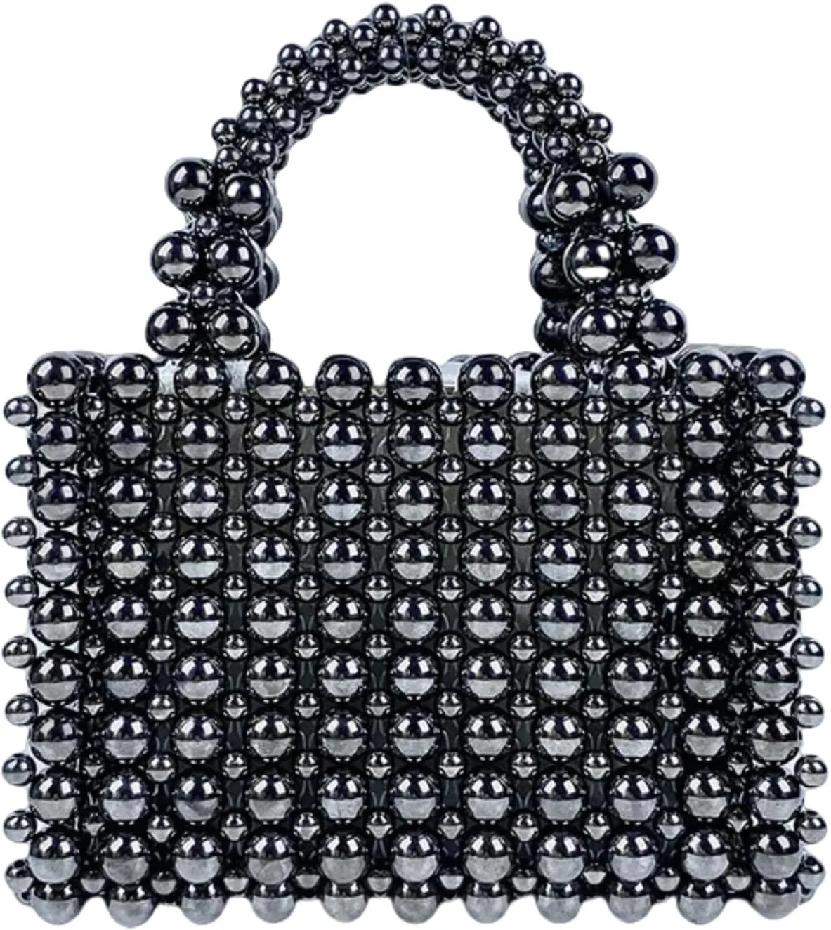 Pearl Bag, Acrylic Beaded Handmade Women’s Bag, Pearl Clutch Purse Handheld Small Square Handbag for Women Party