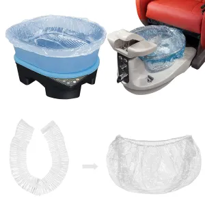 Pedicure Spa Liners 48" x 48" x 9.5 mic, 400 PCS Disposable Foot Bath Bags, Extra Thick and Durable, Perfect for Chair Spas and Foot Tubs – Clear