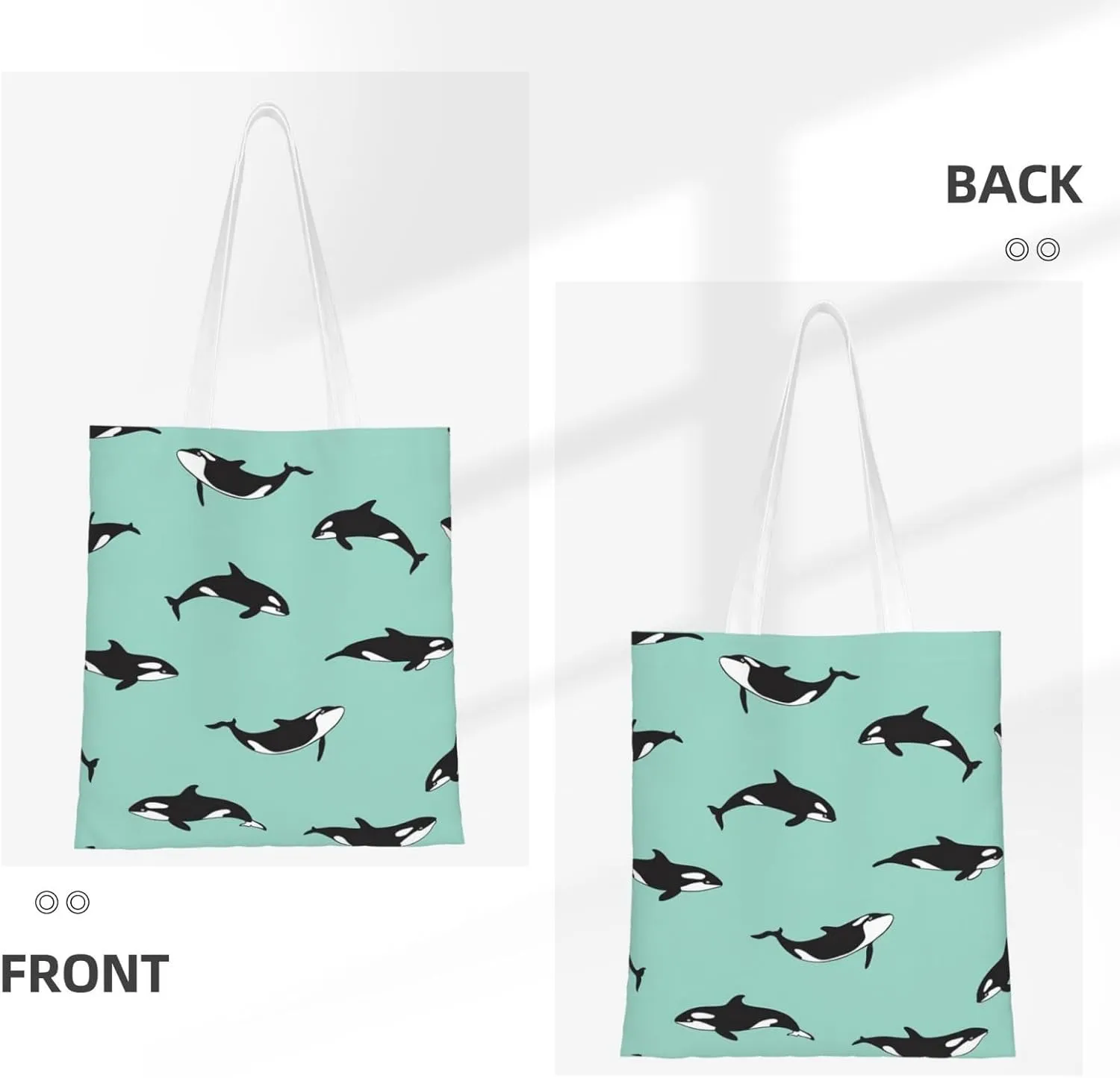 Penguin Balloon Snowflake Print Large Canvas Beach Travel Reusable Grocery Shopping Tote Bag Portable Storage Handbag