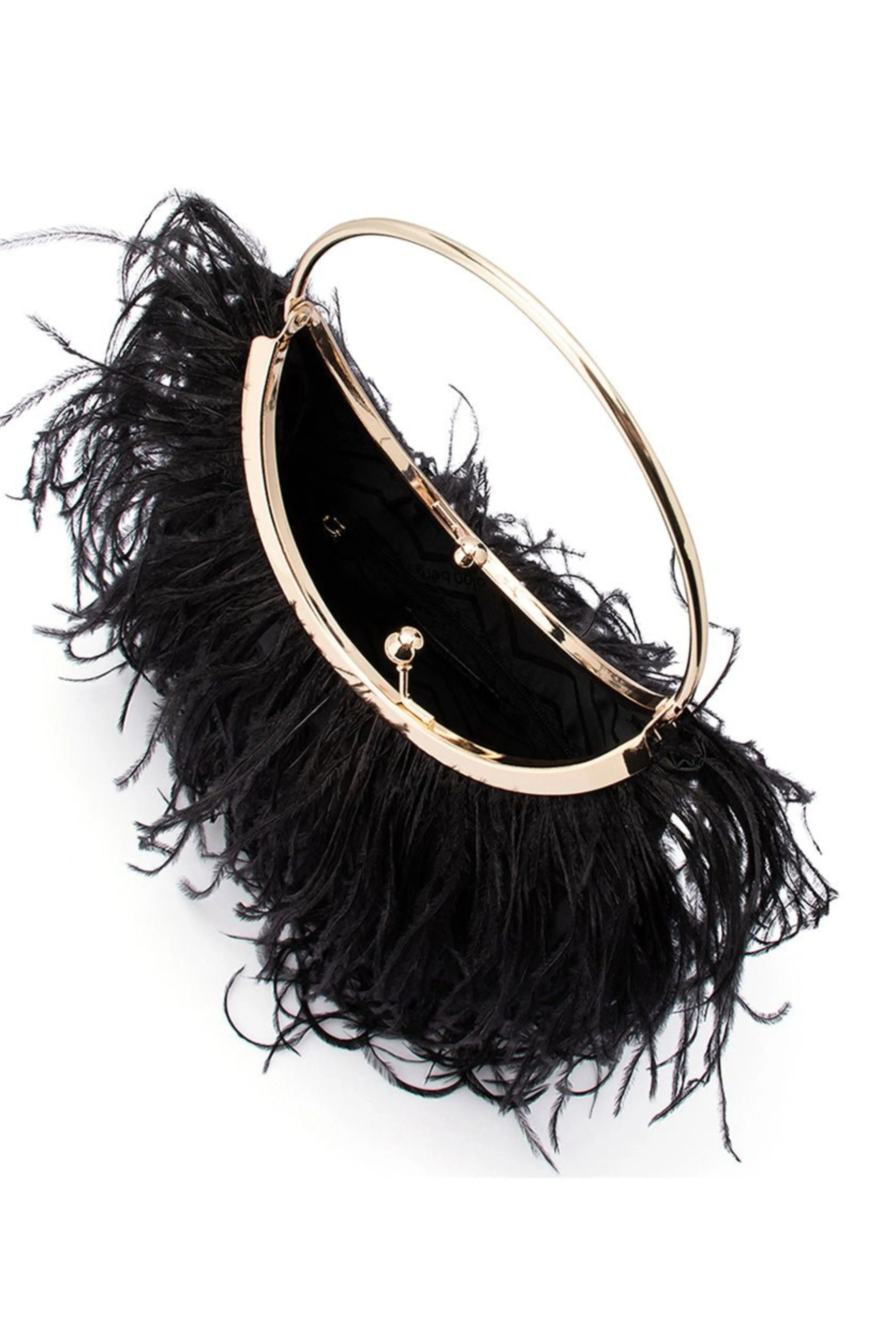 Penny Feathered Frame Bag - Black